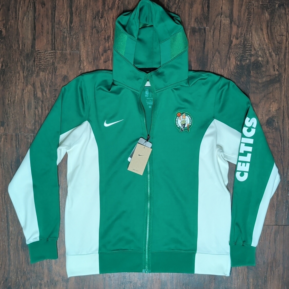 Nike Boston Celtics NBA Full Zip Hoodie Warm Up Jacket Green Men's LG. FB5715-31